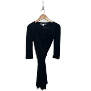 Diane Von Furstenberg DVF New Julian 2 Black Wrap Mini Dress